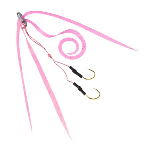 釣具 タイラバ ネクタイ フック 2個付 長さ18mm 単品 スカート 交換用 針 スパイラル PE 丈夫 BAKSTORM バクスト 釣り具 釣り針 (ピンク)