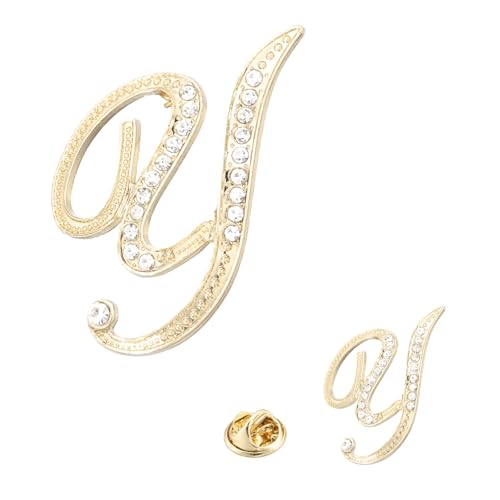 Image of PATIKIL Rhinestone Letter Brooch Pins, Initial Rhinestone Alphabet Letter Lapel Badges Pin for Women Men Suits Dress Coat