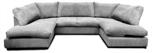 SOFASELECTIONUK Jumbo Cord U-Shaped Sofa, Grey