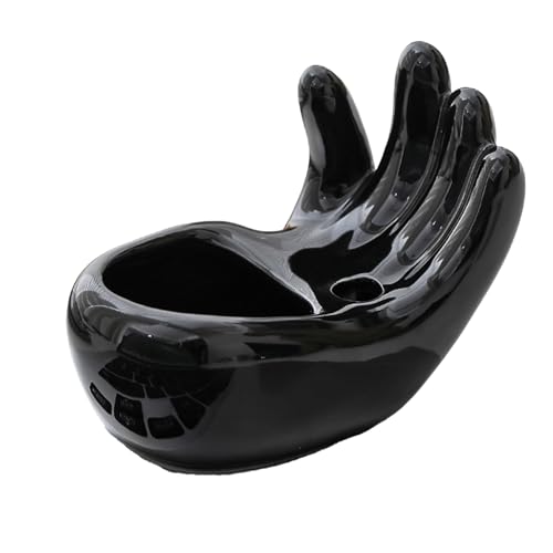 Cenicero de estilo nórdico simple, resistente al viento y a las cenizas volantes, ceniceros portátiles semicerrados multifuncionales, adecuados for la oficina en casa.(Black)