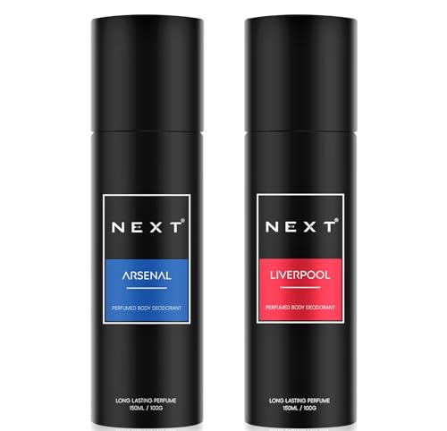 Image of Next Care Arsenal & Liverpool Perfumed Body Spray for Men & Women | Long Lasting Deodorant Combo Pack | Woody Floral & Fresh Citrus Fragrance | Body Deodorant Spray | 150ml Each (Pack of 2)