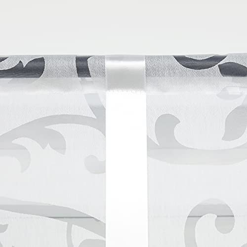 CORLIF Roman Blind with Drawstring Curtains Kitchen Burnout Transparent Curtains Modern Short Window Curtain with Vine Pattern White W x H 60 x 140 cm 1 Piece - Image 3