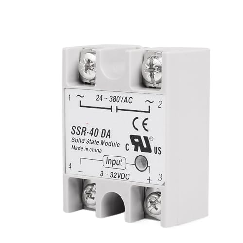 Industrial 40A DC-AC Singh Phase SSR Solid State Relay SSR-40DA Input 3-32V DC to AC Output 24-380V 40DA 1Pcs