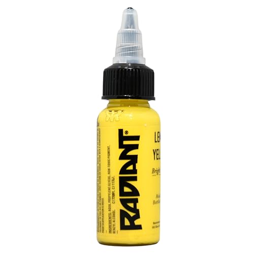 Radiant Colors - Tattoo Ink Lemon Yellow Color Tattooing and Shading Real Human Skin 1oz Bottle