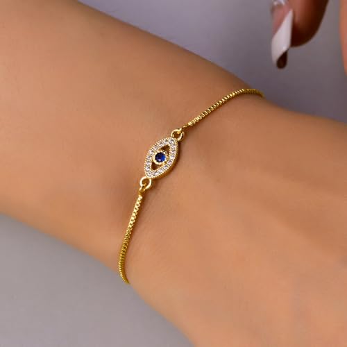 Gold Evil Eye Bracelet for Women Adjustable Eye of Protection Amulet Bangle Jewelry Evil Eye Bracelets Gold Plated Ojo Bracelet2