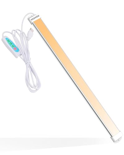 KESHIDA LED バーライト USB キッチン 蛍光灯 棚下 超高輝度 USB 5V 給電 30CM チューブライト 1100LM 9W 消費電力 0.9cm 超薄型 電球色 昼白色 昼光色 三段階調色 無段階調光 3Mテープ/磁石付属 電気工事不要