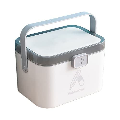 救急箱 薬箱 救急ボックス 収納ケース 大容量 おしゃれ 応急処置 軽量 2層 仕切り 取っ手付き 多機能 防塵防水 小物入れ 携帯に便利 医療用 医学箱 防災グッズ 工具箱 裁縫箱 家庭 車載用 旅行用 (グレー,S)