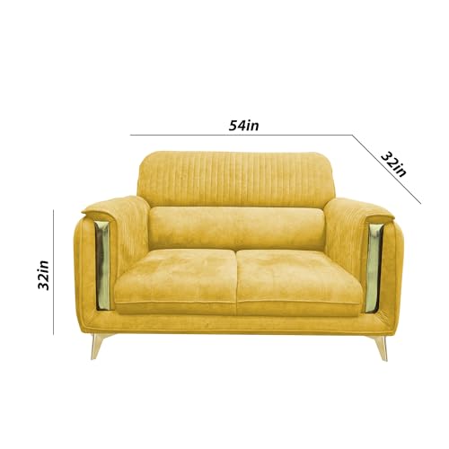 Image of Casaliving Gelio 2 Seater Sofa Set for Living Room (Yellow Colour) Premium Fabric Sofa