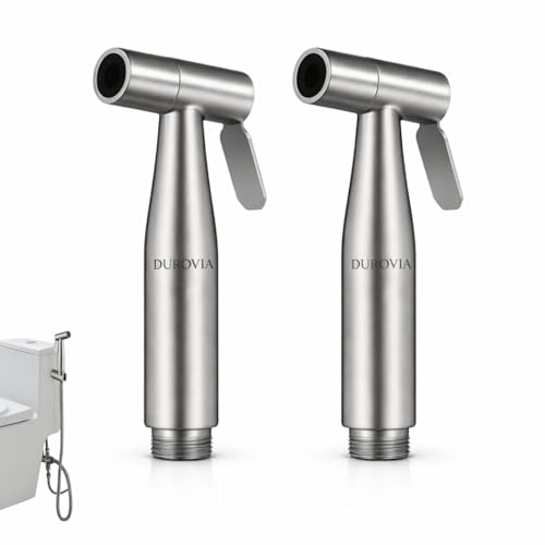 DUROVIA Stainless Steel Shattaf Bidet Sprayer SUS 304 Two Heads Handheld Toilet Spray Portable Shattaf for Bathroom & Toilet شطاف حمام
