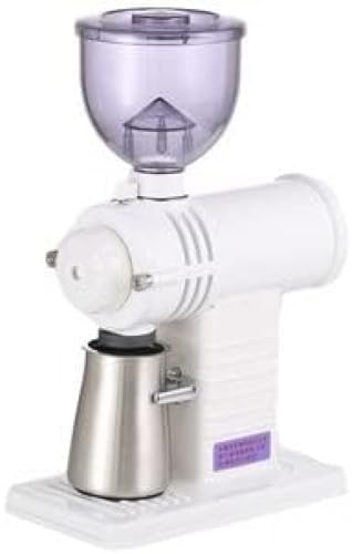 Yubbuio 電動コーヒーグラインダー 小型 家庭用 コーヒーショップ向け 不銹鋼刃 カフェ ドーナツ店最適用 (白色)