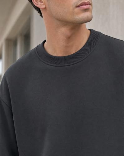 Image of Nobero Oversized Sweatshirts for Man Stylish Crew Neck | 280 GSM Rich Cotton Fleece Solid Oversized Fit Full Sleeve Sweatshirt for Men | Stylish Casual Wear Winter Sweatshirt for Men