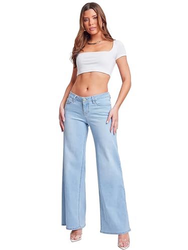 YMI Women's Essential Low Rise Wide Leg Jeans4