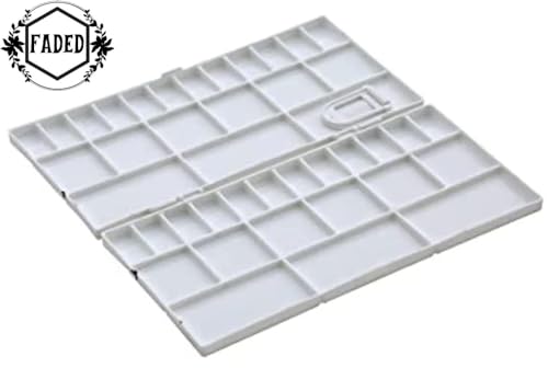 Image of Faded Folding Plastic Paint Palette - Compact Mixing Tray for Watercolor, Gouache, Acrylic & Oil Paint - Ideal for Professional Artists, Students & DIY Painting Projects (Medium)