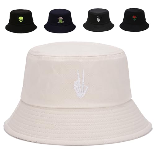 Image of Cotton Bucket Hat for Women Men Summer Travel Sun Beach Bucket Cap, Unisex Outdoor Fisherman Hat