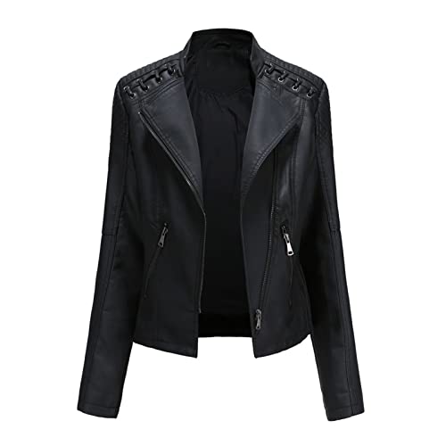 Veste de moto similicuir femme JEKE-DG aux finitions soignées premium