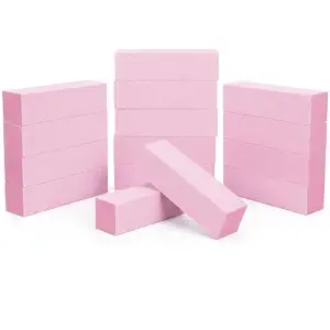 ForPro 15 Pack Pink Buffing Block, 100/180 Grit, 3.75" x 1" x 1" Buffer | Three-Sided Pedicure Nail Buffer, 3.75” L x 1” W x 1” H