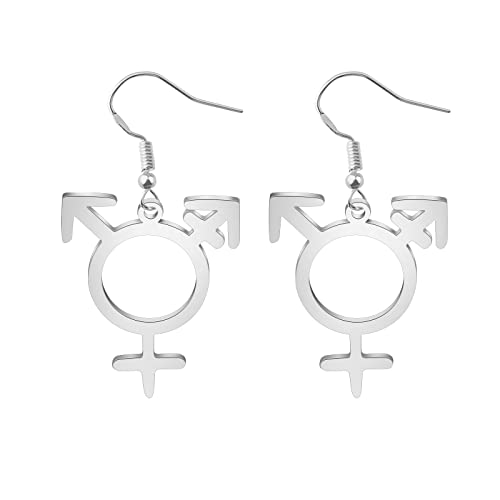 Collier avec symbole transgenre en acier inoxydable pour homme et femme