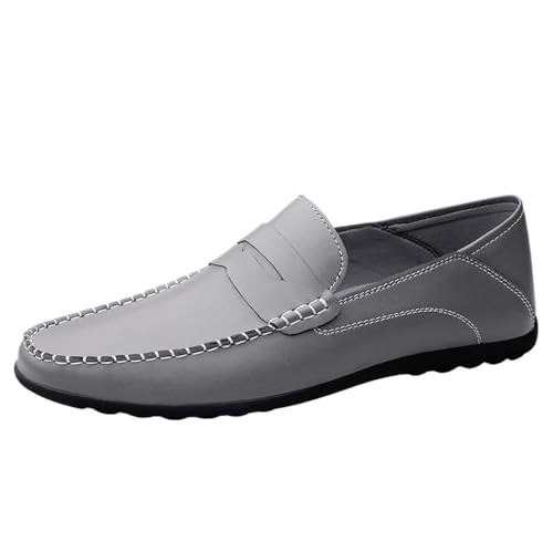 Flat Heel Lightweight Flexible Fashion Slip On Men's Loafers Shoes Round Toe Solid Color