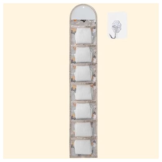 Sock Hanging Wardrobe Organizer， With Multiple Pockets For Space Saving Storage Equipped With 1 Self-Adhesive Hooks (Beige)