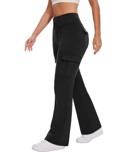 Flare Leggings for Women Yoga Pants with Cargo Pockets High Waist Work Casual Travel Bootcut Leggings2