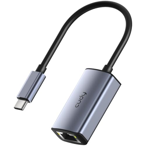 Cudy USB C till Ethernet-adapter, gigabit trådbunden nätverksadapter, aluminium RJ45 1000 Mbps Thunderbolt LAN-adapter, kompatibel med MacBook, iPhone 15/16, ångdäck, omkopplare