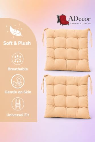 Image of A Decor Soft Cotton Chair Cushion Pad | Comfortable Washable Seat Pad for Dining, Office & Study Pad for Dining, Office & Study Chairs | Thick, Durable Sitting Cushion Chairs Pack of 1| (Beige)