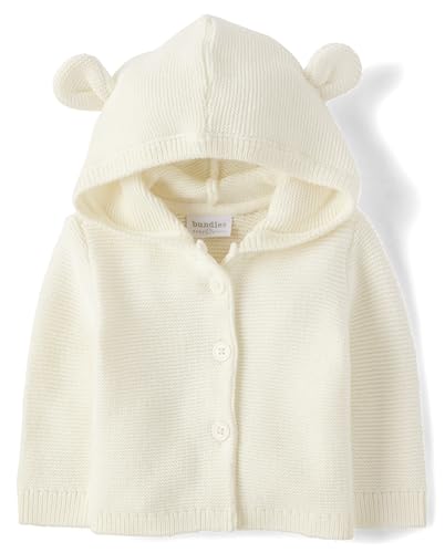 Image of The Children's Place Unisex-Baby and Newborn Long Sleeve Teddy Bear Ear Hood Cardigan Sweater