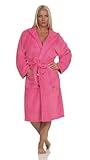 L.E.M.B. Hometrends Herren Damen Bademantel Kingston Microfaser Morgenmantel mit Kapuze pink S