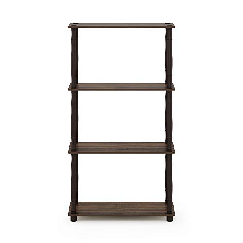 Image of Furinno Turn-N-Tube 4-Tier Multipurpose Shelf Display Rack, Classic Tubes, Walnut /Brown