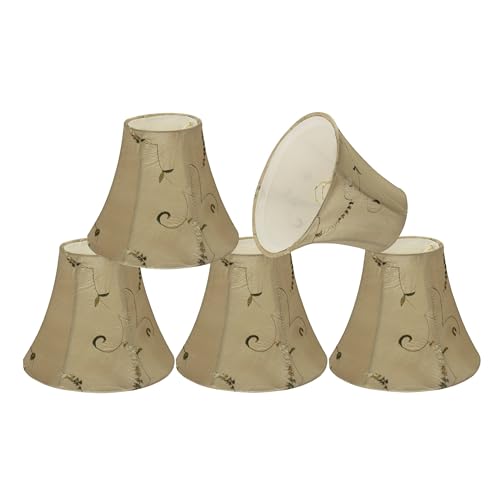 Image of Aspen Creative 30009 Small Bell Shape Chandelier Clip-On Lamp Shade, Gold, 3 inch Top x 6 inch Bottom x 5 inch Slant
