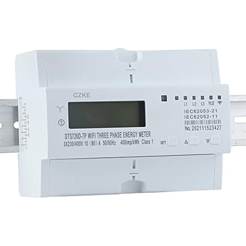 3 Phase Din Rail Tuya 50/60Hz 3 * 120V 3 * 220V 3 * 230V WIFI Smart Energy Meter Timer Power Consumption Monitor kWh Wattmeter (Color : DDS226D-7P WIFI, Size : 80A) Cover