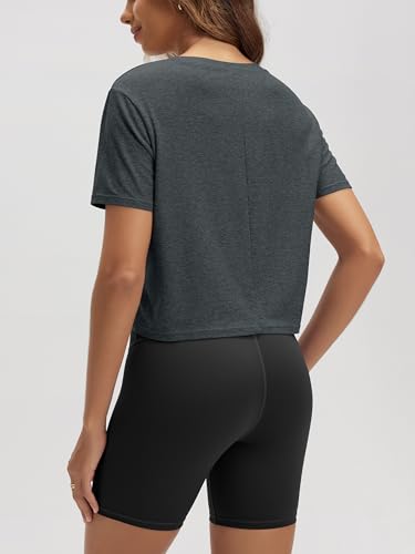 Image of ODODOS Women's Performance Cropped Tee Ultra Soft odSTRATUM Tech Short Sleeve Relaxed Top Crew Neck T-Shirts