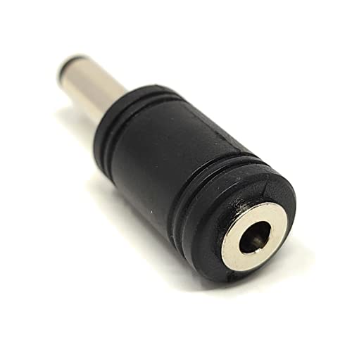 MainCore 5.5 X 2.1mm Socket to 3.5mm x 1.3mm Male Plug Jack DC Adapter Converter Joiner Female to Male, black
