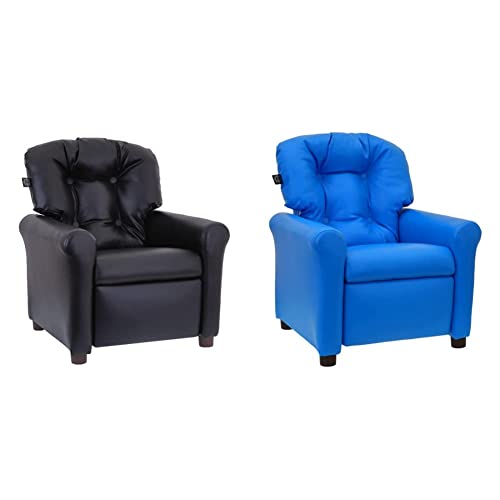 The Crew Furniture Traditional Kids Recliner Chair, Toddler Ages 1-5 Years, Polyurethane Faux Leather, Black & Traditional Kids Recliner Chair, Toddler Ages 1-5 Years, Polyurethane Faux Leather, Blue #TOP9