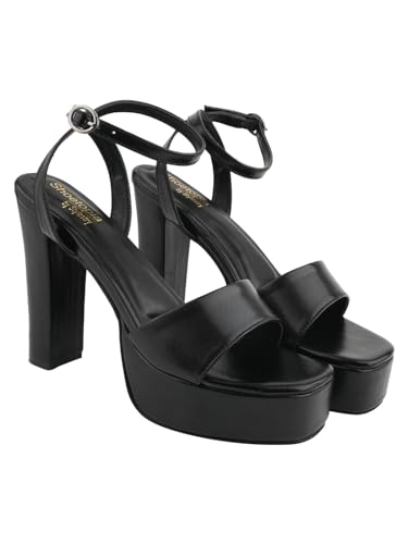 Image of Shoetopia Women's Block Heel Sandals - Platform Party Heels with Ankle Strap | Stylish Dress Sandals for Weddings & Evening