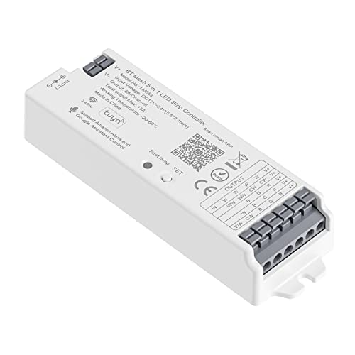 SEZO LM053 Bluetooth Mesh LED Controller 5in1 for Single Color CCT RGB RGBW RGBCCT Strip Lights Compatible with Alexa/Google Assistant Smart Life/Tuya APP Control Color Change Brightness Dimming