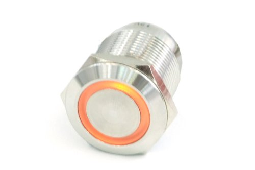 Preisvergleich Produktbild Phobya Vandalismus / Klingeltaster 16mm Edelstahl, orange Ring beleuchtet 5pin