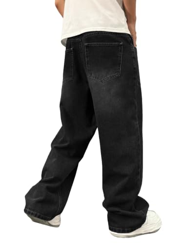 Image of ALLABREVE Men's Baggy Hip Hop Jeans Y2k Wide Leg Denim Pants Relaxed Fit Skater Trousers Streetwear