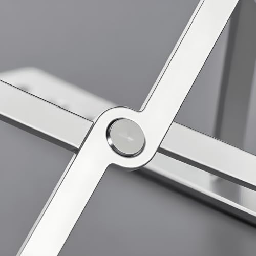 Image of STAR WORK Foldable Adjustable Laptop Stand for Desk, Aluminum Ergonomic Riser with 7 Height Levels, Portable & Lightweight, Anti-Slip Silicone Pads, Fits 10-17.3 inch Laptops, Tablets & Phones.