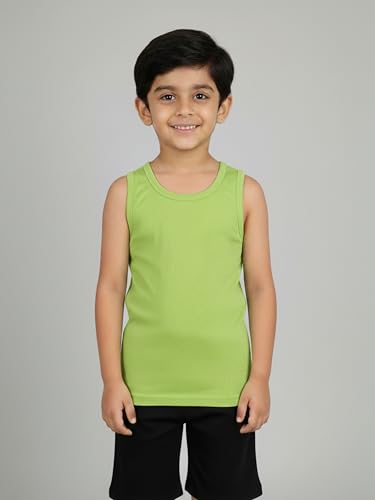 Image of KiddoPanti Boys 100% Cotton Vest Pack of 3 | Cotton 1x1 Rib Knit Sleeveless Innerwear | Soft & Breathable Kids Vest