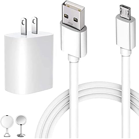 Replacement Charger Adapter Micro USB Charging Cord Cable for Simplehuman 5 inch & 8 inch Round Sensor Makeup Mirror (5FT) Cover