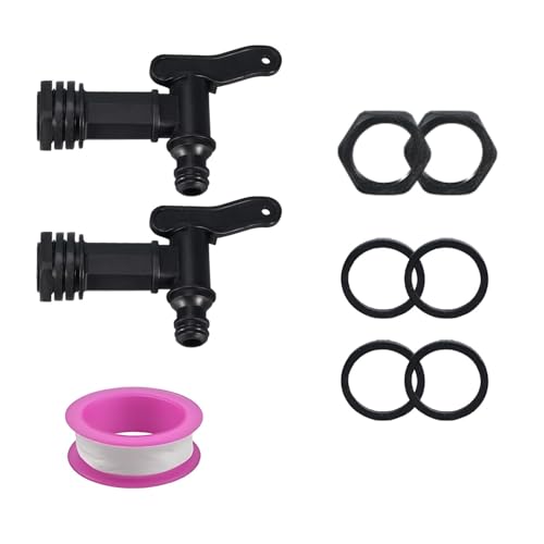 2 Pezzi Rubinetto per Bidone Acqua 3/4 Pollice Plastica con Guarnizione Dado e Nastro Adesivo Rubinetto da Giardino per Irrigazione Serbatoio Acqua Piovana