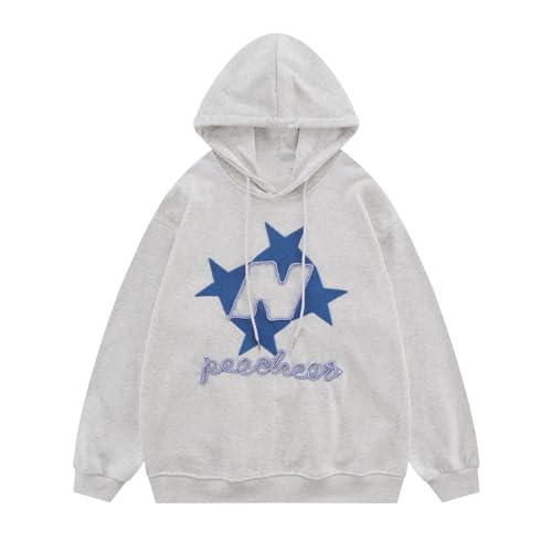 トップス OLD GAP GREY BLACK STAR HOODIE Y2K SWAG Manniduole Y2K Oversized Zip Up Hoodie Grunge Star Patch Aesthetic