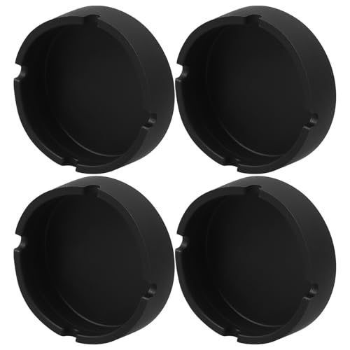 HOLIDYOYO Cendriers Ronds en Silicone Noir Lot de 4 Faciles à Nettoyer et Pratiques Résistants la Chaleur Design Simple et Délicat Maison Bar