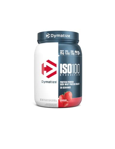Dymatize Iso100 Hydrolyzed Protein Powder, 100% Whey Isolate Protein, 25G Of Protein, 5.5G Bcaas, Gluten Free, Fast Absorbing, Easy Digesting, Strawberry, 20 Servings #TOP4