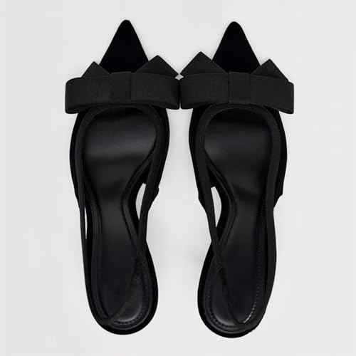 KOKOMOMO Womens Pointed Toe Slingback Heels Patent Leather Pumps Bow Heels3