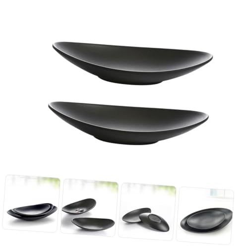 Plato de melamina negro set 2 pzas para sushi y postre miniatura 4