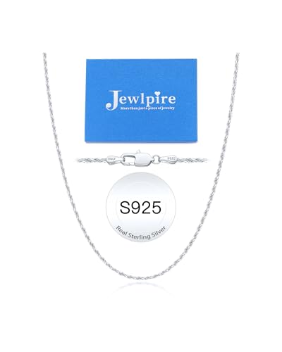 Jewlpire 1.5mm Rope Chain 925 Sterling Silver Chain Necklace for Women Men, 14K Gold Plated Chain for Women Sturdy Women's Chain Necklaces, 16 18 20 22 24 26 Inch