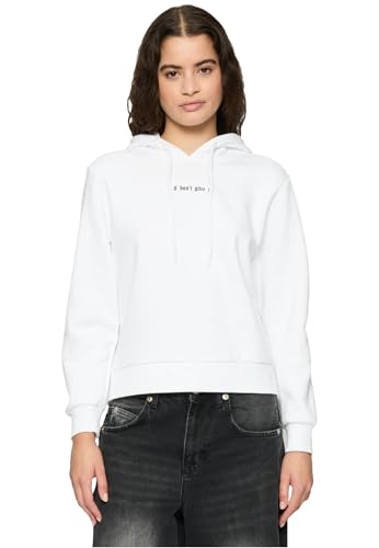 Miss Tee I Dont Give A Hoody White, S Sudadera con Capucha, Blanco, S Grande para Mujer