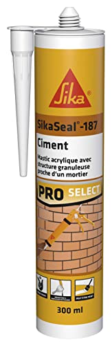 SIKA - SikaSeal-187 Ciment, Gris, Mastic acrylique granuleux aspect mortier idéal petites réparations et joint de maçonnerie en intérieur et en extérieur, Imitation ciment, 300ml